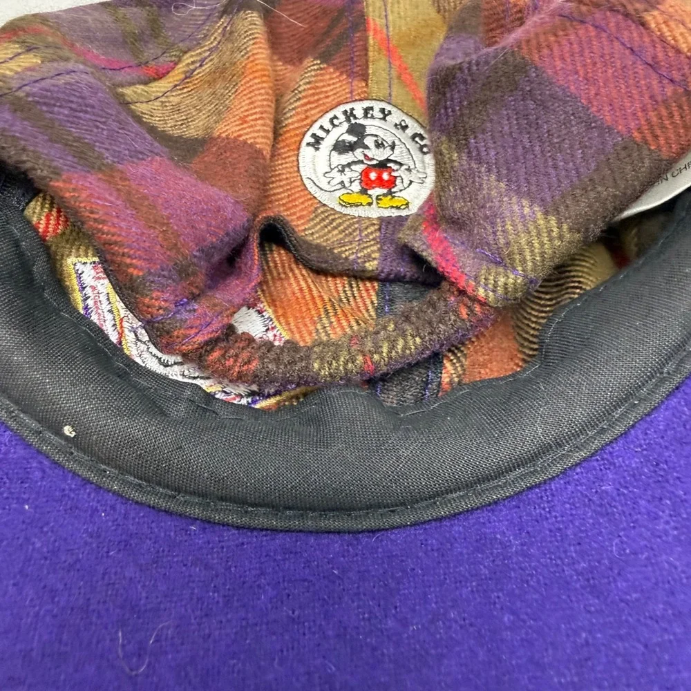 Vintage Mickey & Co Disney Wool Plaid Hat Purple Brim Fresh Caps Mens OSFM